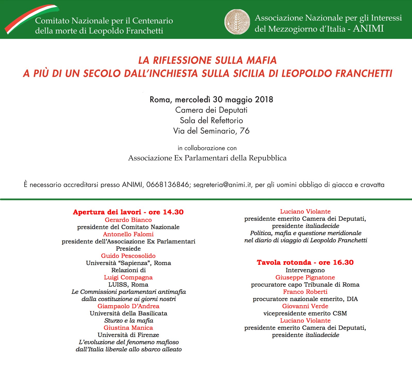 Convegno: La riflessione sulla mafia a più di un secolo dall’inchiesta sulla Sicilia di Leopoldo Franchetti